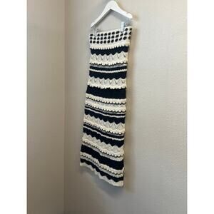 NWT Anthropologie Textured Knit Black White Midi Skirt size XXS Petite msrp $168